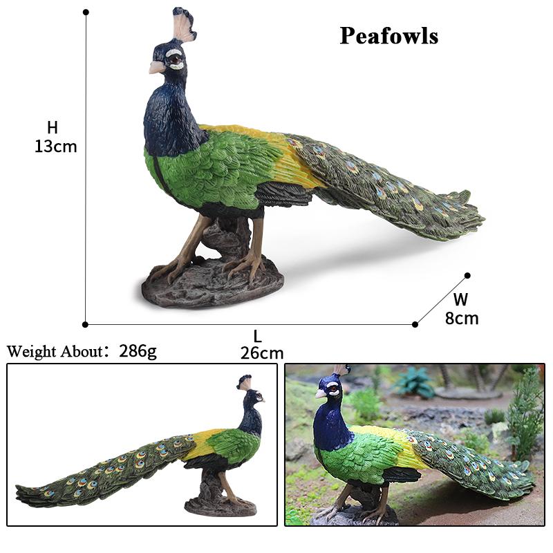 Oenux Bird Nest Animals Peacock Parrot Trogon Hornbill Owl Model PVC Action Figures Big Garden Decoration Cute Kids Toy Gift