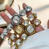 French Square Quartz Women's Watch with Diamond Inlaid Bracelet Waterproof Temperament Workplace Daily Commuting Clock Watches