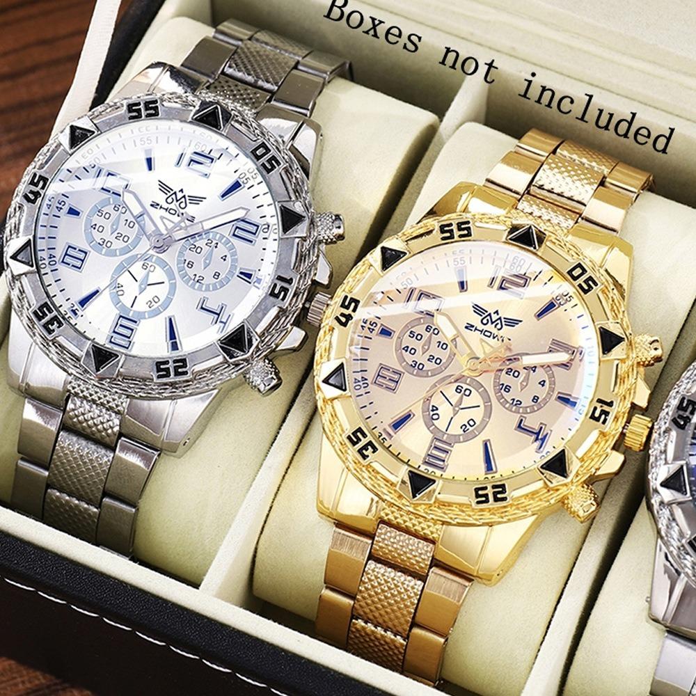 Men's Watch Blu-ray Glass Quartz Watch Classic Watch False Three-eye Digital Alloy Watch