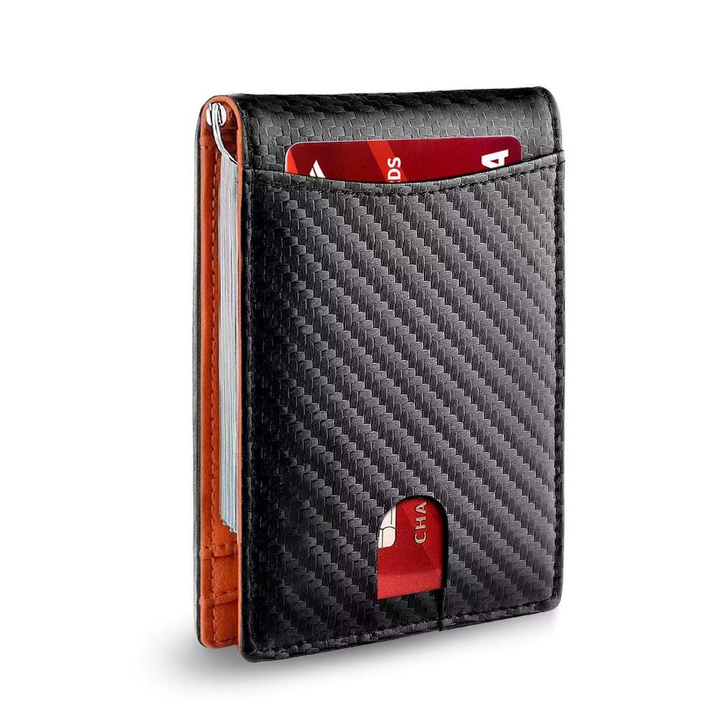 Carbon Fiber RFID Card Holder: Multi-Card Slots, Money Clip, Coin Purse, and Microfiber Leather Credit Card Sleeve for Men.