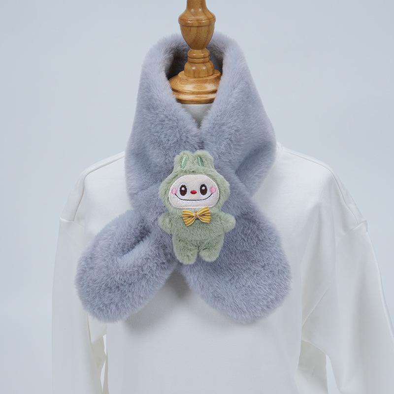 Plüsch-Winter-Schal im koreanischen Stil, Süßer und warmer Nackenschutz für Mädchen und Schülerinnen