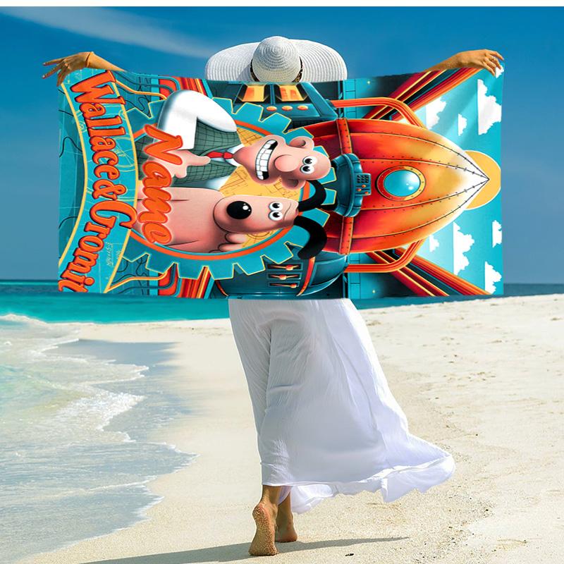 Personalized Customized Proof Beach Towel with Wallace and Gromit Pattern - Soft, Absorbent,quick-drying,perfect Swimming,camping&bathing