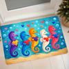 1pc Non-Slip Absorbent Flannel Floor Mat Suitable for Entrance, Bathroom, Bedroom - Colorful Seahorse Hugging Heart Underwater Pattern Bath, Machine W