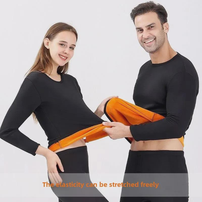 Golden Velvet Thermal Underwear for Men & Women: Thickened, Single Layer, Cold-Proof Autumn Suit for Adults & Couples