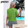 JPNTKY Women's Fashion Casual Solid Color Print Short Sleeve O-Neck Blouses & Shirts