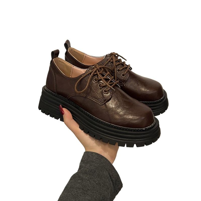 Fashion Retro Japanese Brown Loafers Thick Sole Height-Increasing Leather Women's Pumps Autumn 2024 New Mary Janes Lolita Platform Shoes