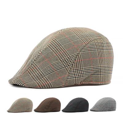 Herren Britische Vintage Baskenmütze Frühling Sommer Karomütze Hut mit kurzer Krempe Schiebermütze Gatsby Malermützen Schiebermütze