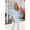 Summer Women T-shirt New Solid Color V-Neck Mid Sleeve Loose Short Sleeve Top