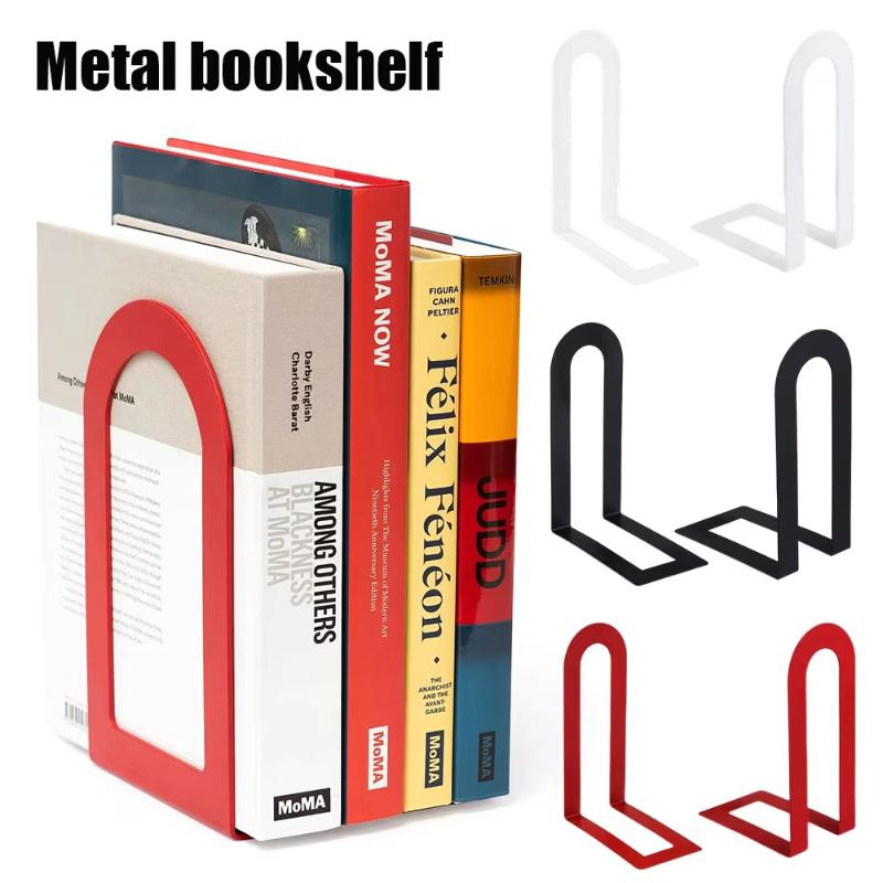Elegant L-shaped Iron Bookends 1 Pair Rust-resistant for Long-lasting Use in Home Office
