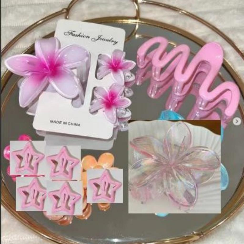 10pcs/set Sweet Gradient Flower Wave Star Hair Clips Claw Clamp Hairpin Women Beach Barrette Hairpin Summer Hair Accessories