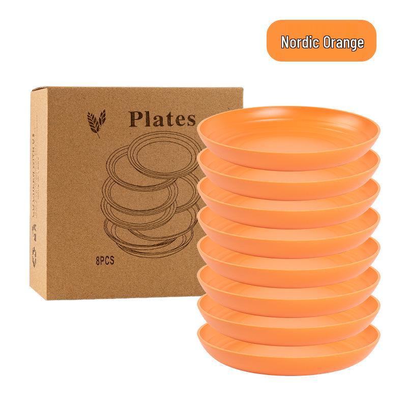 Cross-border Plastic Tableware Set: Plates, Bowls, Cups, Vomit Bowls, 24-Piece for Home Use.