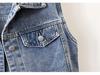 Trendy European-Style Embroidered Denim Vest for Women - Versatile Sleeveless Jacket, Short Style for Spring and Autumn 2025