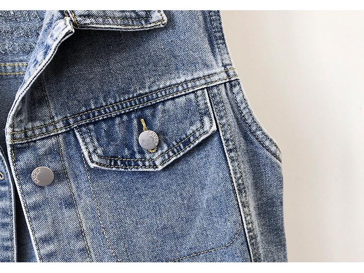 Trendy European-Style Embroidered Denim Vest for Women - Versatile Sleeveless Jacket, Short Style for Spring and Autumn 2025