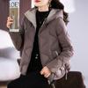 Women's short cotton-padded clothes, new glossy fashion and thin and light hooded cotton-padded clothes, women's cotton-padded jacket.