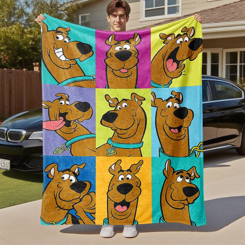 1 Stück Scooby-Doo fröhliche bunte Outdoor-Decke - Überwurfdecke, Weich, Flanelldecken, Wohnzimmer, Reisen, Camping-1102132