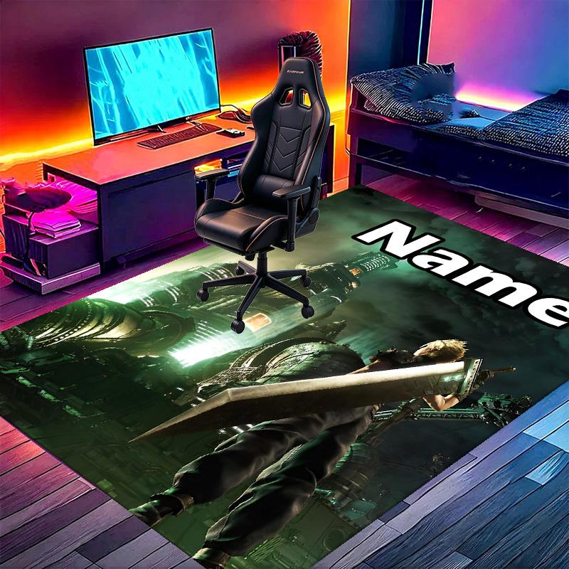Custom Name Personalized Final Fantasy Print Carpet, Versatile Home Decor Rug, for Playroom, Apartment, Balcony, Entryway, Hallway Gift