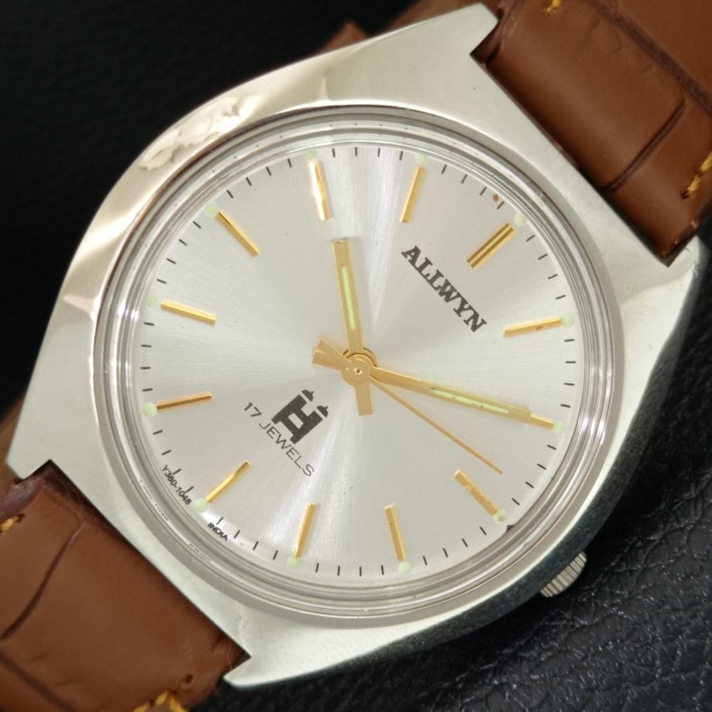 

HAND-WINDING VINTAGE ALLWYN 6300A INDIA MENS SILVER COLOR DIAL WATCH a706202-1