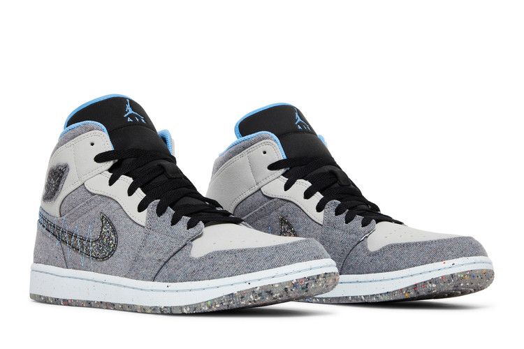 Jordan 1 Mid Crater Grey University Blue Men's Sneakers