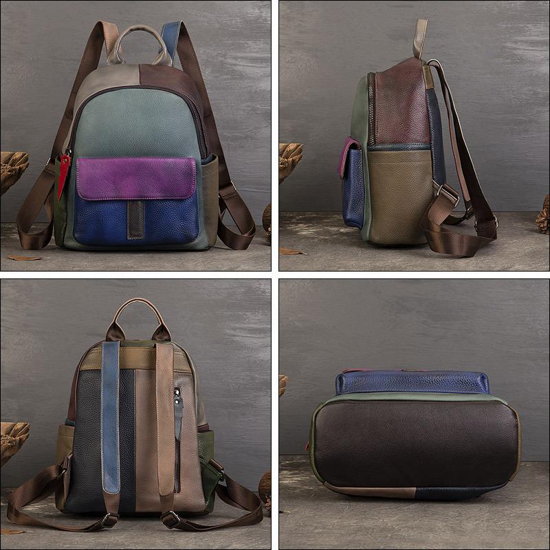 Genuine Leather Ethnic-style Backpack Backpack Large-capacity Fashionable and Personalized Travel Bag