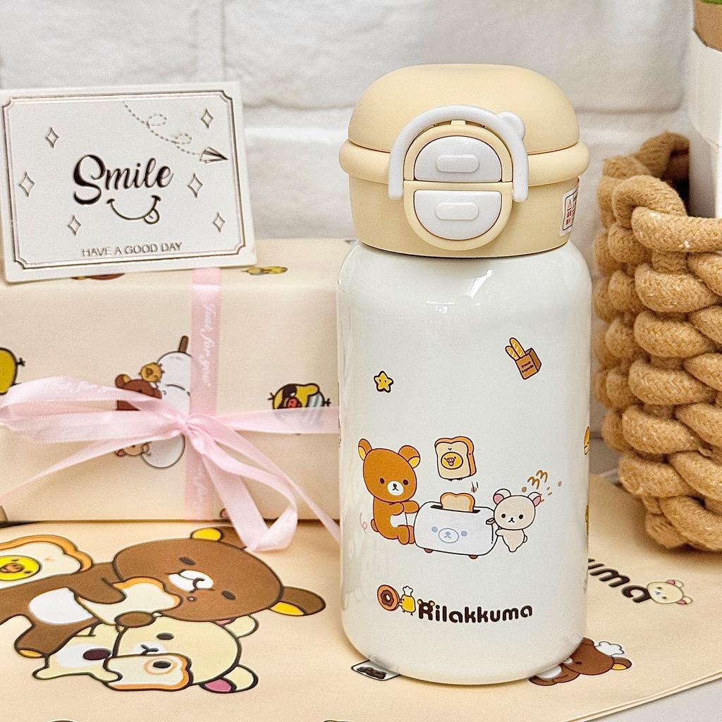 Rilakkuma Kawaii Bear 316 Stainless Steel Insulated Cup Ins Double Mouth Water Cup For Students Large Capacity High Beauty Cute