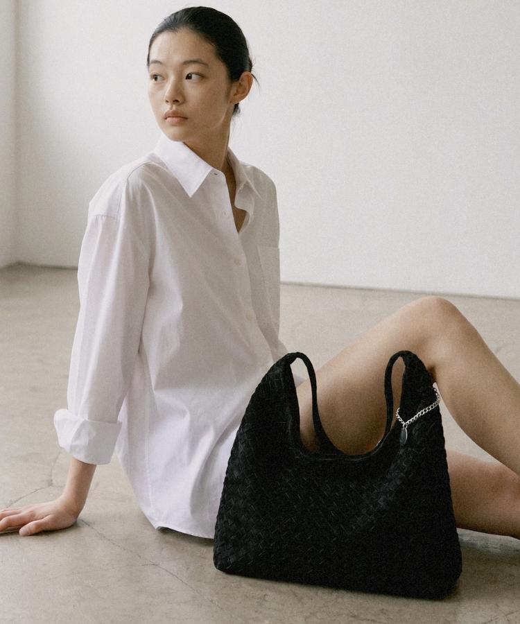 Phoenix Origin Suede Weaving Hobo Bag - Black