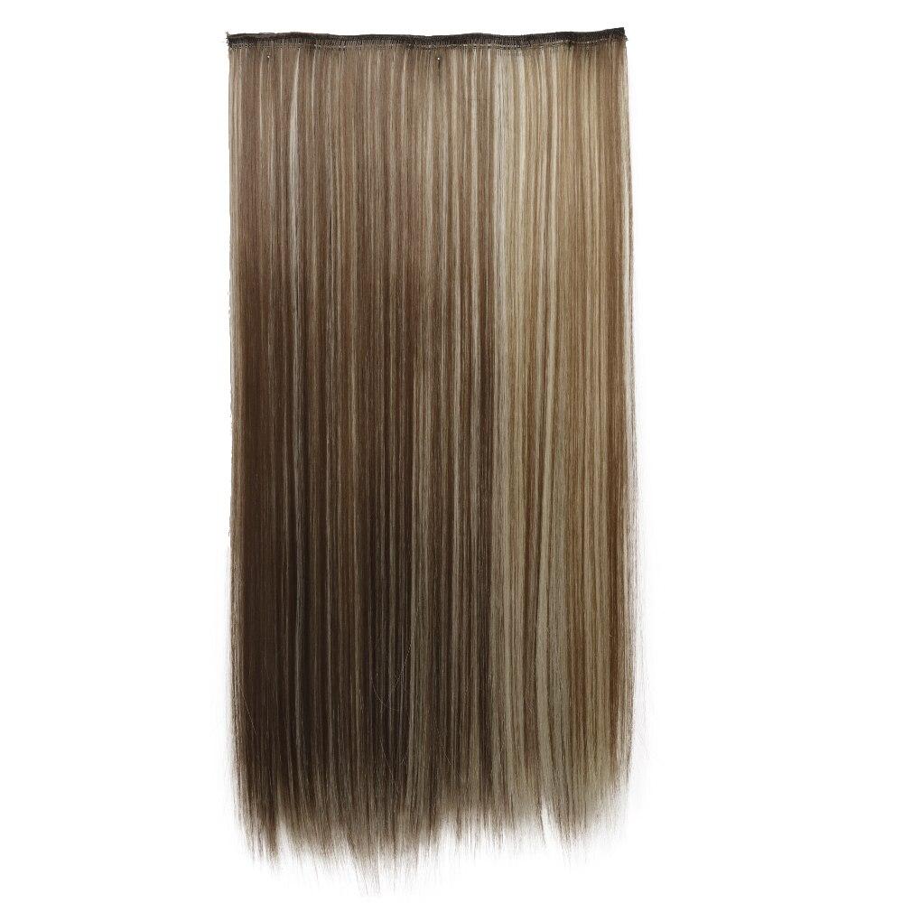 Синтетические длинные прямые волосы для наращивания 5 зажимов в волосах термостойкие — фото 15