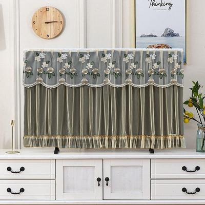 32 İnç İşlemeli TV Toz Örtüsü Kumaş Toz Perdesi Oturma Odası Dantel Dalgalı Kenar Tasarımı Toz örtüsü Zarafet 80x55cm