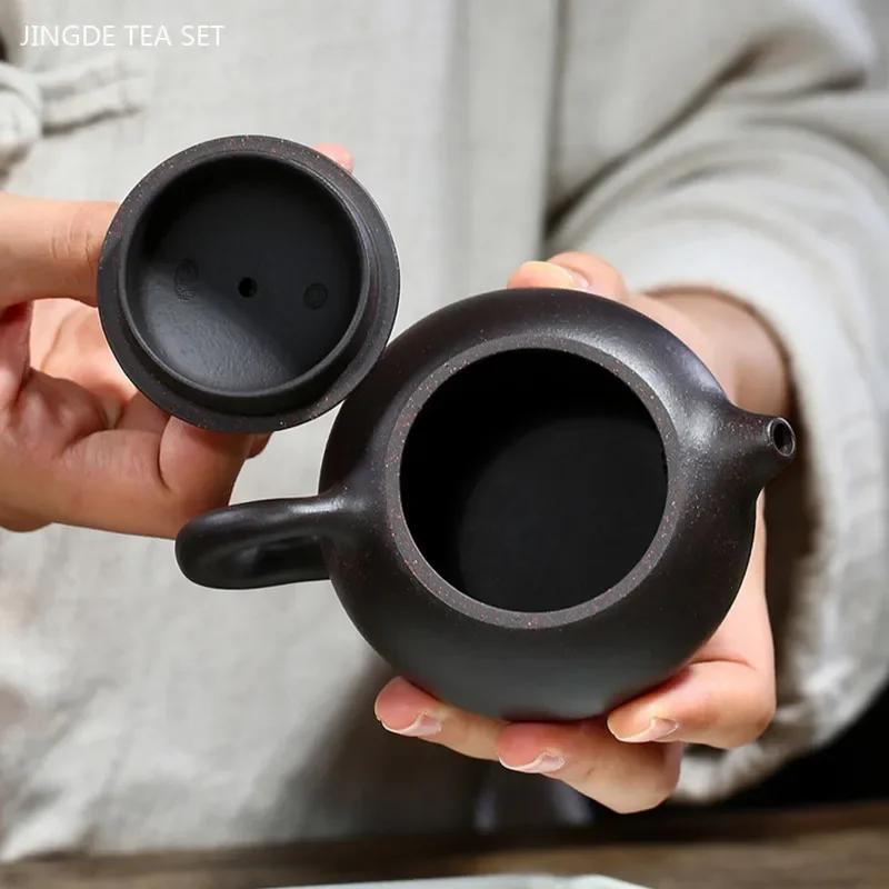 150ml Roherz Schwarzer Goldsand Xishi Teekanne Antike Yixing Lila Ton Teekanne Handgefertigt Zisha Schönheitsfilter Kessel Kundenspezifisches Teeset