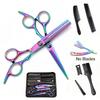 6 Inch All-in-One Professional Hair Cutting Kit Complete Salon Scissors Set with Straight Thinning Shears Styling Comb Case for Home Haircuts