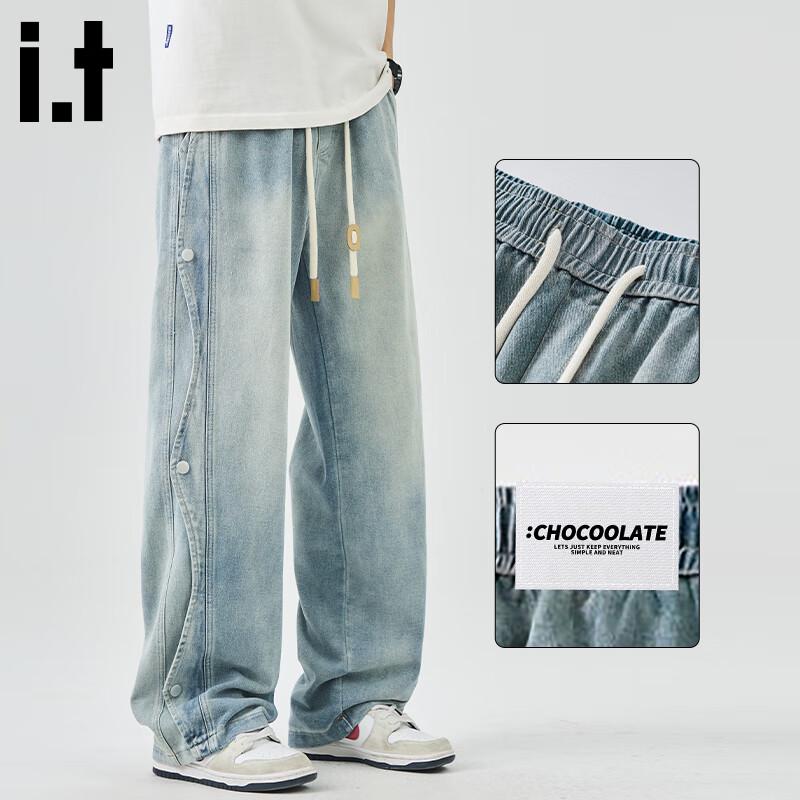 

:CHOCOOLATEit Мужские выстиранные джинсы прямого кроя в стиле хай-стрит M