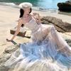 Fairy Seaside French Embroidery Jacquard Suspender Dress Women's Birthday Dress Dress Island Vacation Skirt