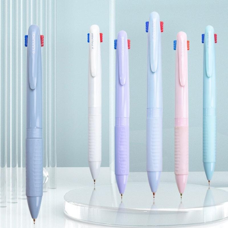 6 Pcs 4 Colors Shuttle Pen Retractable Ballpoint Pen 4 in 1 Multicolor Pen Office School Supplies for Smooth Writing
