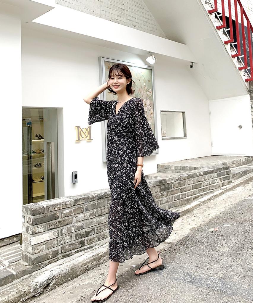 Ppaeppae Point Flower Frola Long Dress
