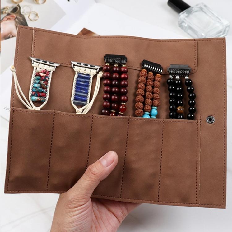 Sophisticated Handcrafted Watch Holder for Smartwatch Case, with Band Slots Roll, Storage Pouches Watchband Organization