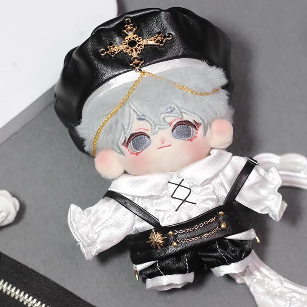 niannyyhouse 10cm Plush Clothes Set (Hat, Shirt, Pants, Vest, Men's Vest) Cotton Doll Dress-Up (Blue)