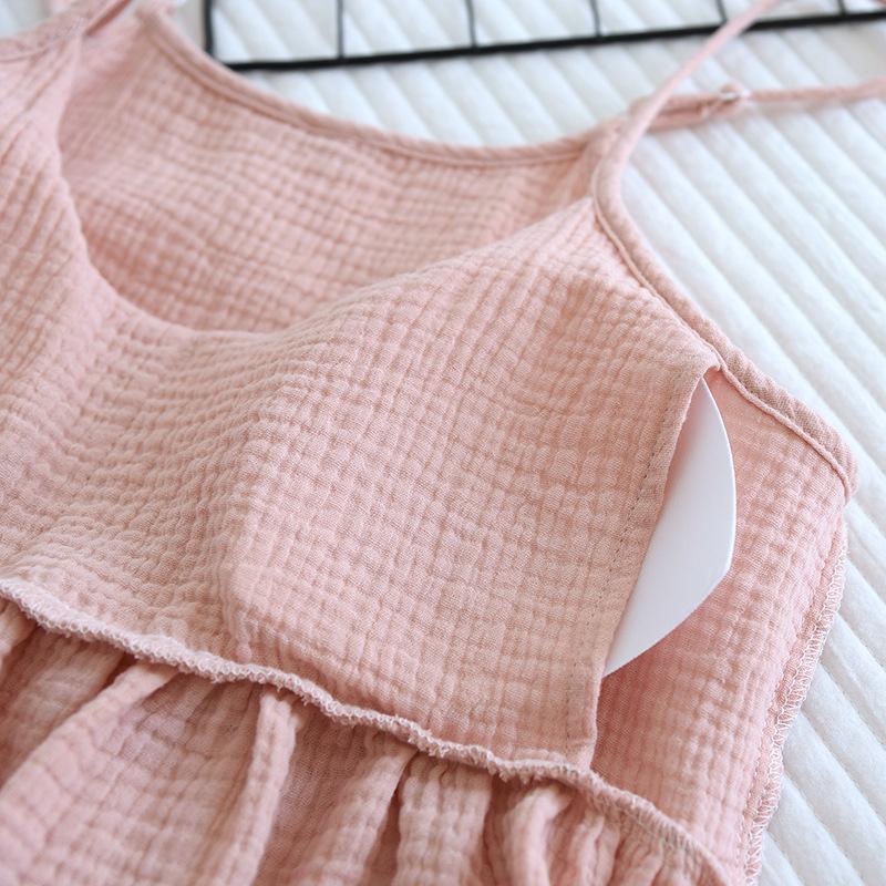 Letní nové dámské pyžamo dvoudílný set s hrudní vycpávkou podvazkové šortky 100% bavlna malé svěží sexy tenké domácí oblečení nadměrná velikost