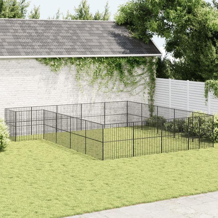 VidaXL Parc pour Chien 20 Panneaux, Cage pour Chien avec Porte, Enclos pour Chiens, Maison pour Animaux de Compagnie, Noir 3209560