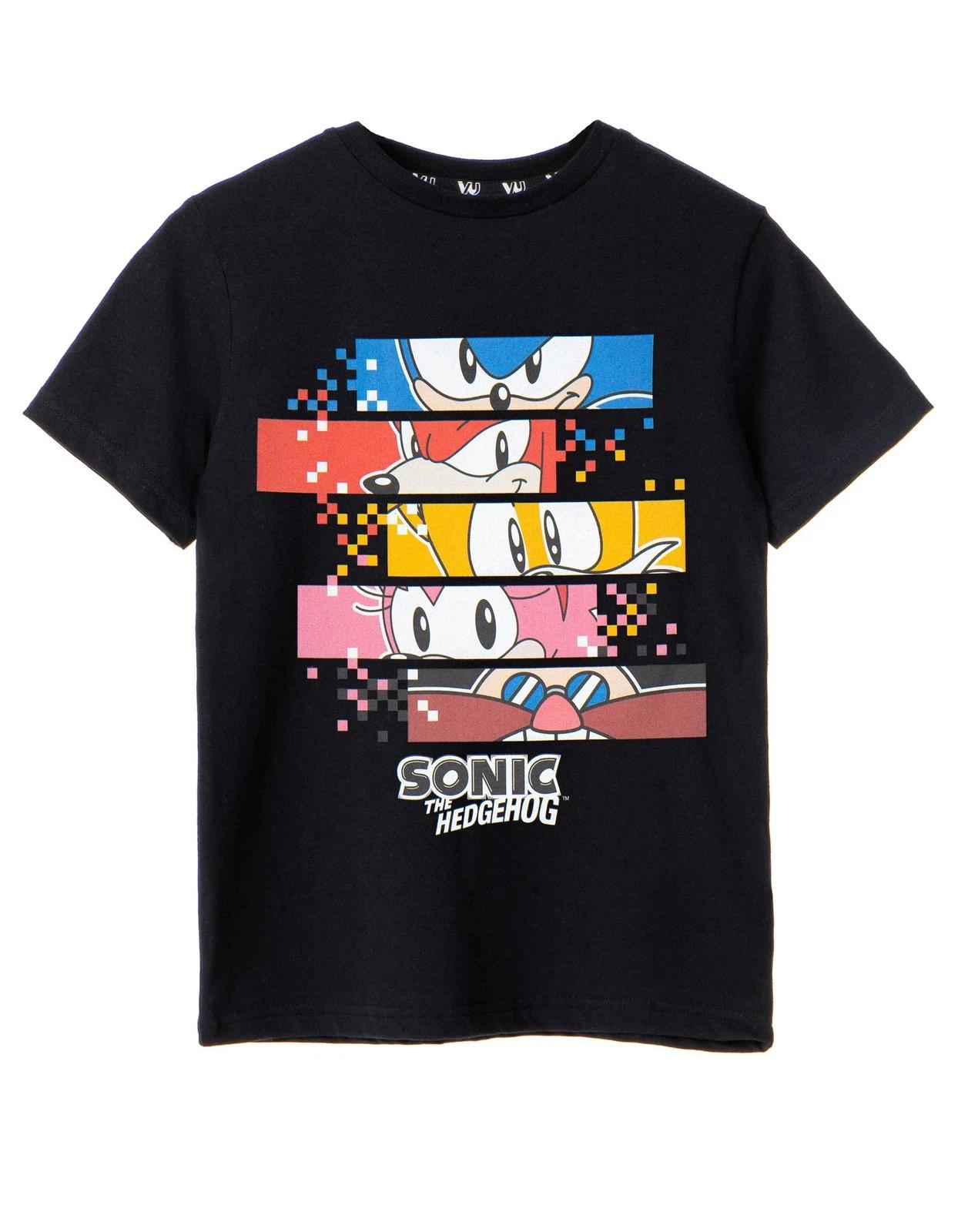 

Sonic the Hedgehog Black Pixels Short Sleeved 100% Cotton T-shirt Mens Tees Top Boys M