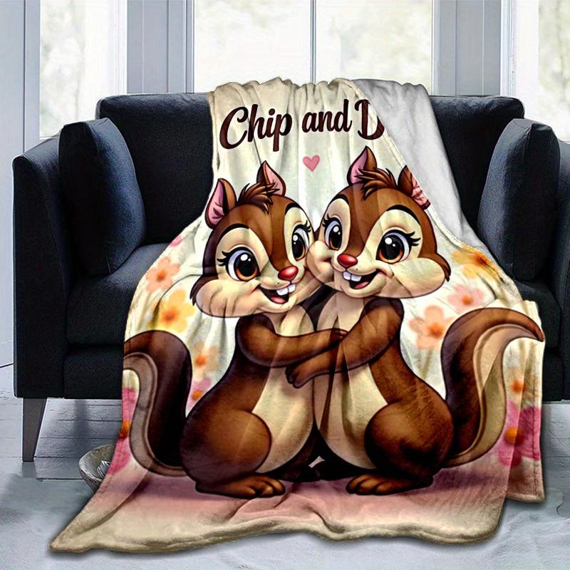 1pc, Chip and Dale Cartoon Blanket, Seasonal Universal Home Decoration Blanket, Throw, for Decorating Your Own Sofa and Living Room, Super S