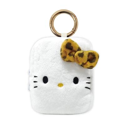 K Company Hello Kitty Print Mini Pouch with X X D5cm (Leopard Series) Carabiner, Brown, KTH-KP-BR, H9.5 W7.5