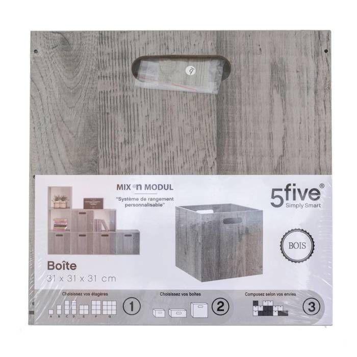 5five - Panier 31x31cm "mix N' Modul" Effet Chêne Gris