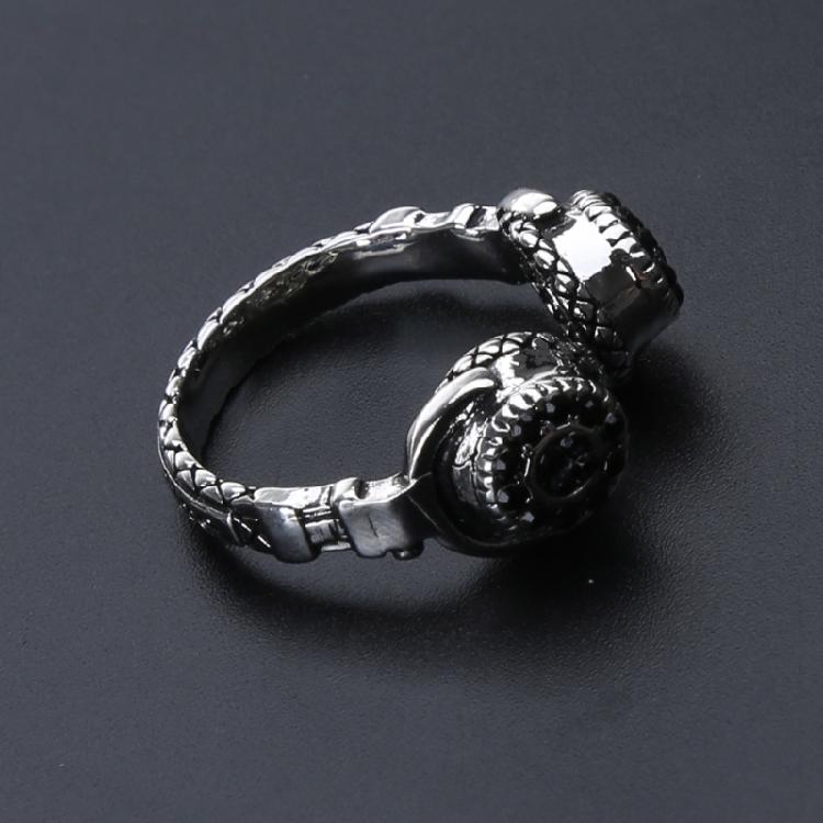 Vintage Knuckle Ring Geometric Irregular Headphone Shaped Finger Ring Punk Rings Gothic Adjustable Opening Ring