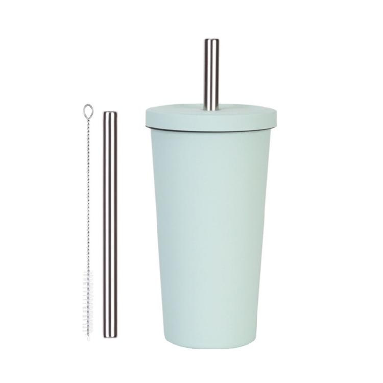 Bicchiere da Viaggio Ergonomico Termoisolato in Acciaio Inossidabile 316L Coperchio Ermetico con Cannuccia e Manico