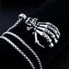 Mighty Ghost Claw Necklace Vintage Titanium Alloy Men's Punk Hand Bone Necklace