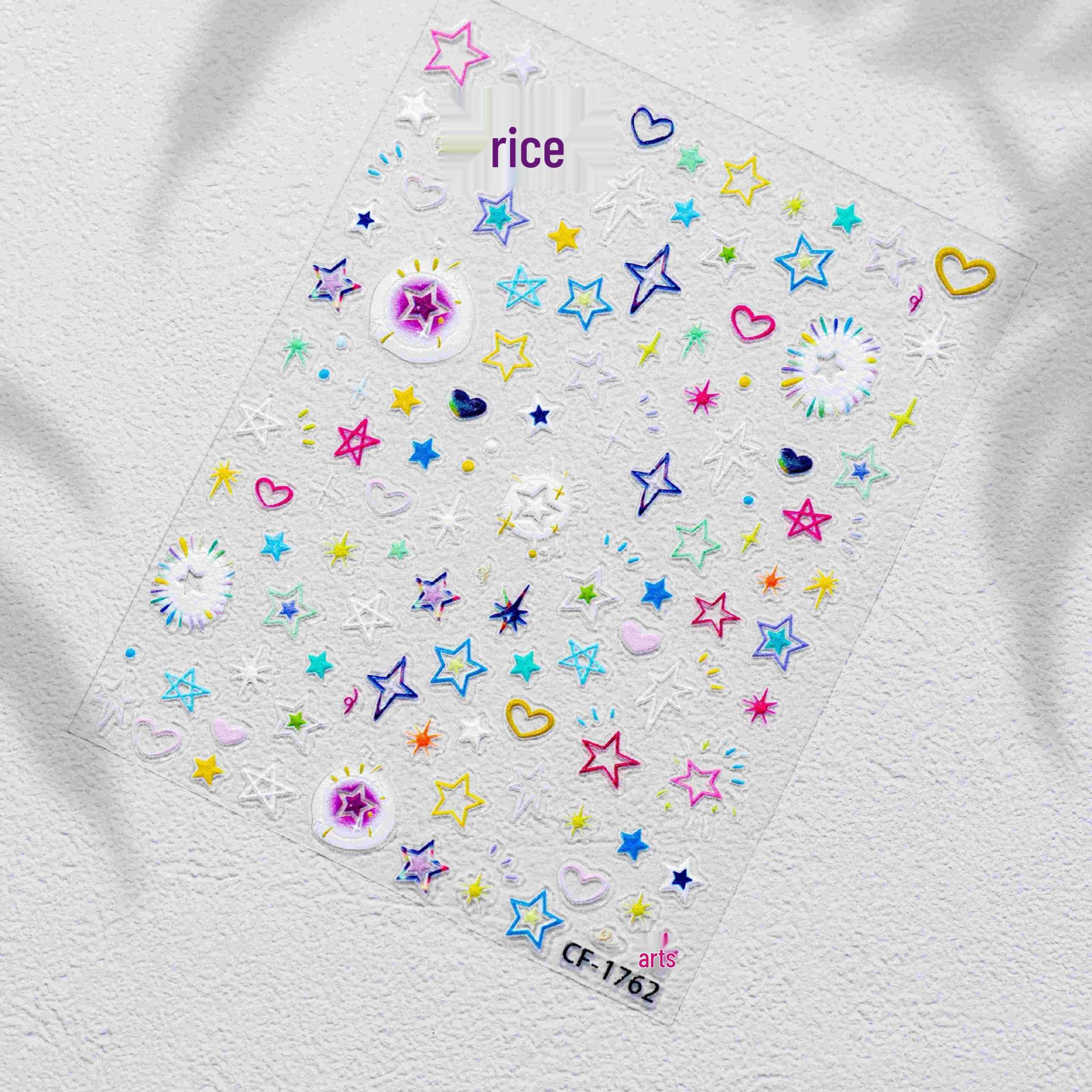 Cyansea Y2K Colorful Star & Heart Nail Art Stickers for DIY Journals and Phones CF-1762