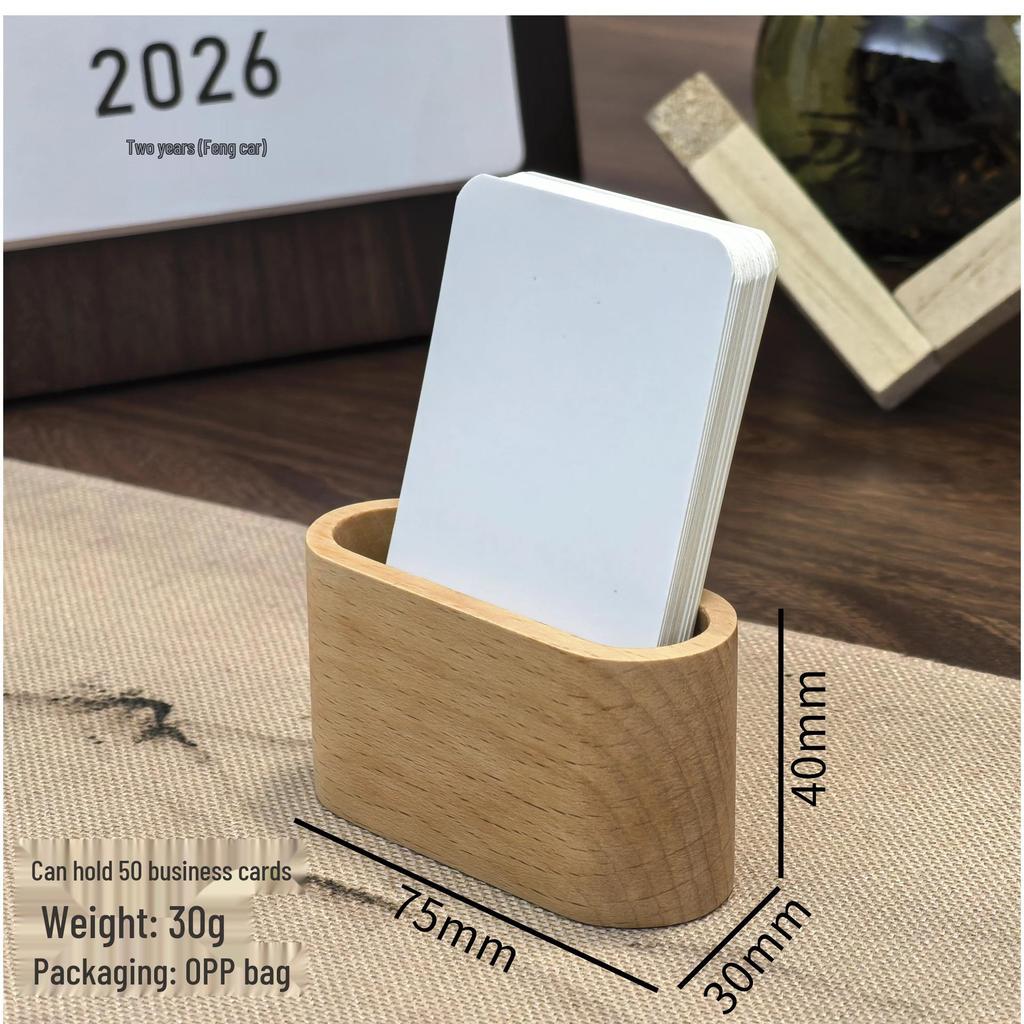 Black Walnut Desktop Business Card Holder – Large Capacity Solid Wood Display
