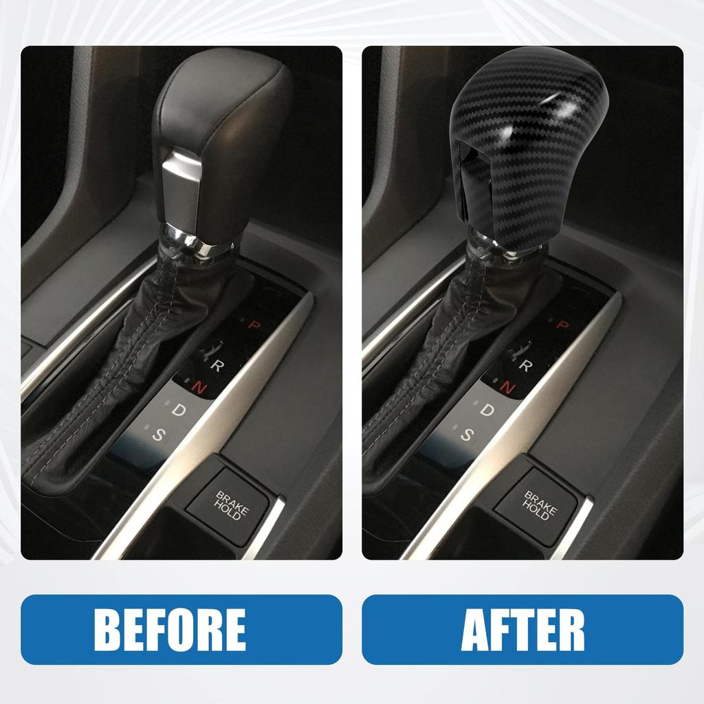 ACROPIX Gear Shift Knob Cover Auto Derailleur Lever Trim ABS Carbon Fiber Pattern Black