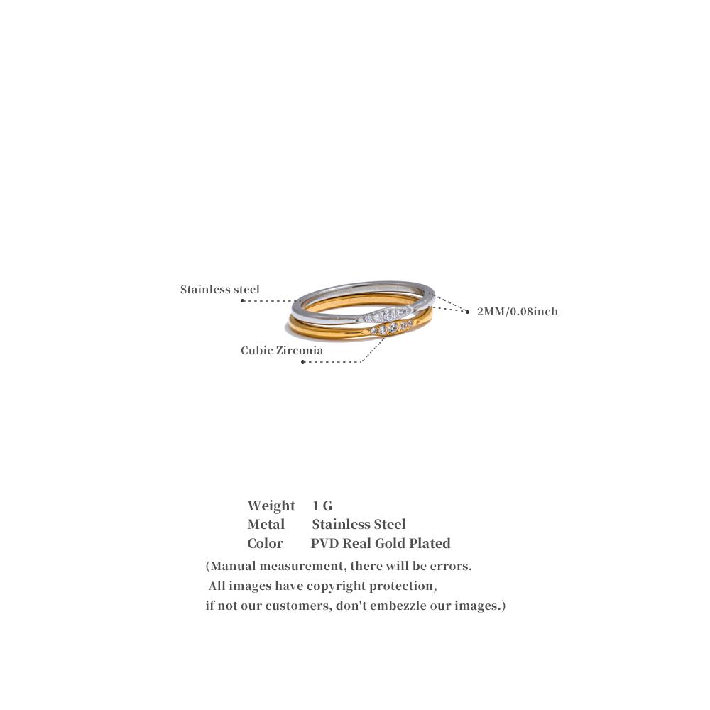 Yhpup 6789# Cubic Zirconia Geometric Thin Ring Casting Stainless Steel Metal Minimalist Charm Jewelry Wholesale