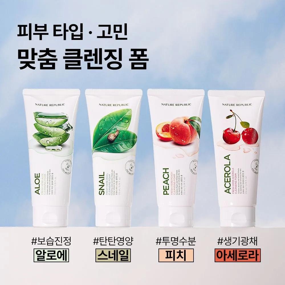 Nature Republic Fresh Herb Foam Cleansing 170ml (Pack of 4)