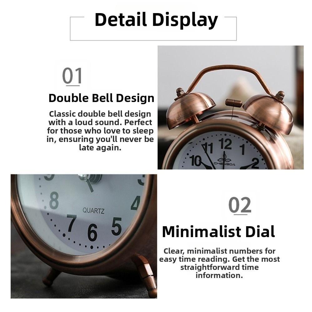 Creative Classical Alarm Clock Mute Type Bell Alarm Clock Silent Table Clock  Time Management Tool